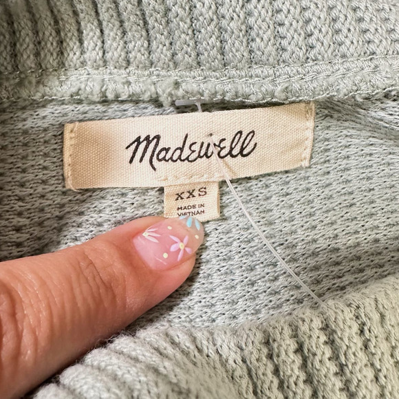 NWOT Madewell Funnelneck Drop Shoulder Top Sweater Knit Mint Green Women XXS - Picture 4 of 9
